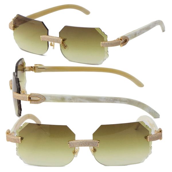 2022 new micro-paved rimless luxury diamond set sunglasses white genuine natural buffalo horn sun glasses rocks frame male and female c deco, White;black
2022 new micro-paved rimless luxury diamond set sunglasses white genuine natural buffalo horn sun glasses rocks frame male and female c deco, White;black