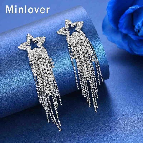minlover rhinestone tassel drop earrings for women star shape bride dangle earrings wedding jewelry accessories meh14441, Silver
minlover rhinestone tassel drop earrings for women star shape bride dangle earrings wedding jewelry accessories meh14441, Silver