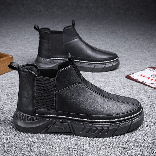 fashion casual mid men's shoes new trend of autumn 2020 ins pullover british style work wear short boots c1212, Black;white
fashion casual mid men's shoes new trend of autumn 2020 ins pullover british style work wear short boots c1212, Black;white