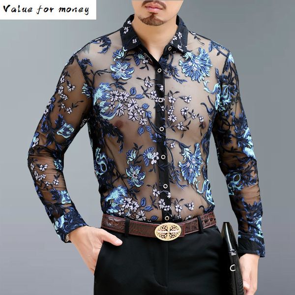 shirt transparent luxury men embroidery lace club party shirt long sleeve chemise hommesee through mesh shirt men 5xl c1212, White;black
shirt transparent luxury men embroidery lace club party shirt long sleeve chemise hommesee through mesh shirt men 5xl c1212, White;black