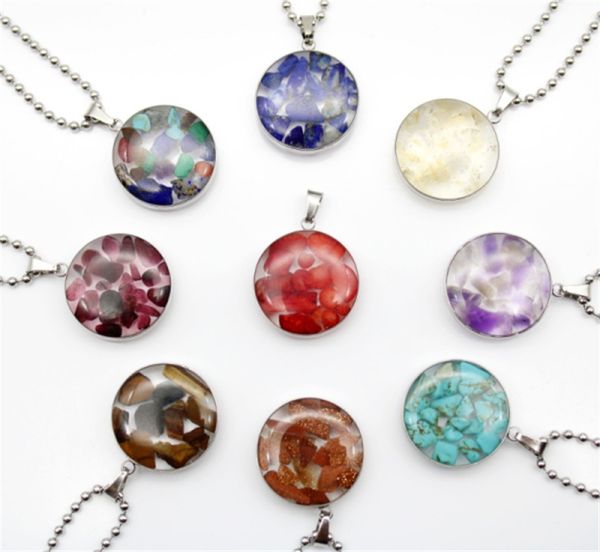 stainless steel chain gravel stone round glass pendant pink quartz crystal agates turquoises malachite stone necklace, Silver
stainless steel chain gravel stone round glass pendant pink quartz crystal agates turquoises malachite stone necklace, Silver
