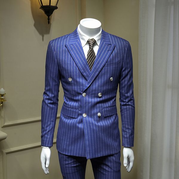 xm geeki european and american gentleman sky blue double-breasted men's suits british business dress striped suit blazer 365wt43 201106, White;black
xm geeki european and american gentleman sky blue double-breasted men's suits british business dress striped suit blazer 365wt43 201106, White;black