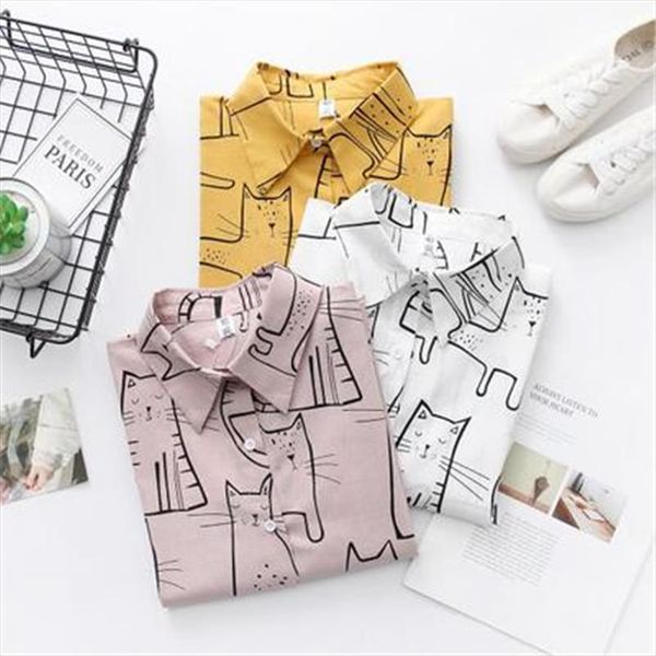 dioufond women 2020 fashion turn down collar long sleeve shirt blouse shirt cute cat print loose casual blosues ladies, White
dioufond women 2020 fashion turn down collar long sleeve shirt blouse shirt cute cat print loose casual blosues ladies, White