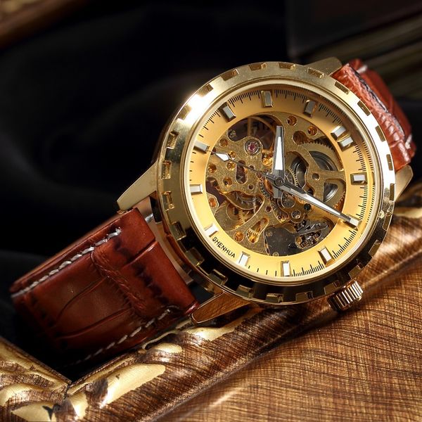 mens watches brand luxury gold tone gear case mechanical skeleton steampunk male clock leather automatic relogio masculino, Slivery;brown
mens watches brand luxury gold tone gear case mechanical skeleton steampunk male clock leather automatic relogio masculino, Slivery;brown