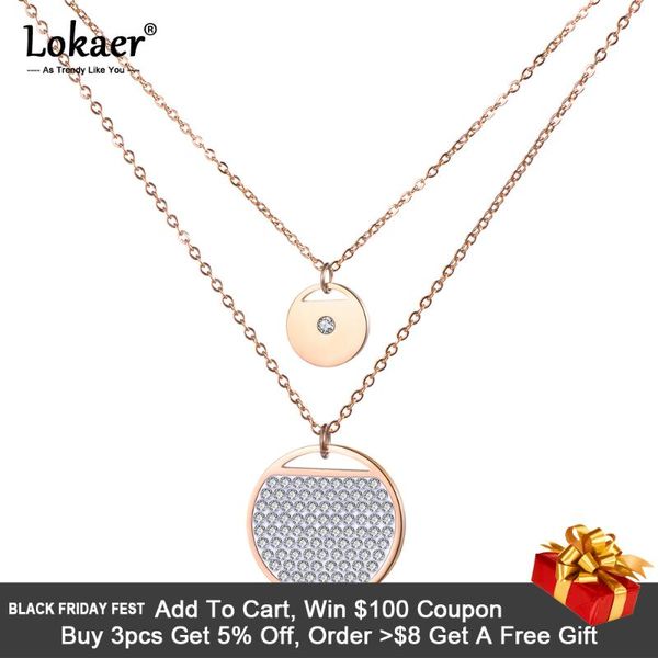 pendant necklaces lokaer stainless steel jewelry 2 layers rhinestones round shape necklace rose gold color chain year gift n18281, Silver
pendant necklaces lokaer stainless steel jewelry 2 layers rhinestones round shape necklace rose gold color chain year gift n18281, Silver