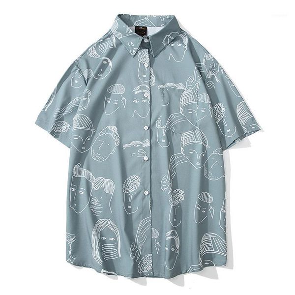 men's summer large casual short sleeve male shirt portrait cartoon printing streetwear male's oversize loose hip hop shirts1, White;black
men's summer large casual short sleeve male shirt portrait cartoon printing streetwear male's oversize loose hip hop shirts1, White;black