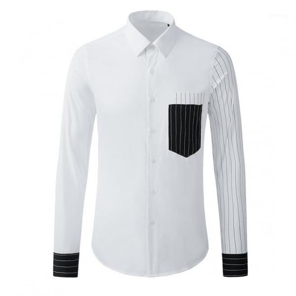 men's casual shirts minglu 100% cotton mens luxury double pocket stripe sleeve party male fashion slim fit dress1, White;black
men's casual shirts minglu 100% cotton mens luxury double pocket stripe sleeve party male fashion slim fit dress1, White;black