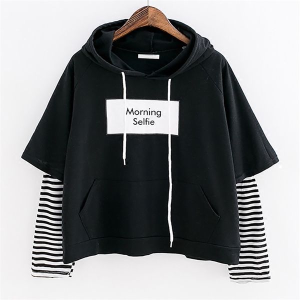 jaycosin hoodies morning selfie moletom women striped patchwork hoodies sweatshirts with front pocket crop hoodie drop 201031, Black
jaycosin hoodies morning selfie moletom women striped patchwork hoodies sweatshirts with front pocket crop hoodie drop 201031, Black