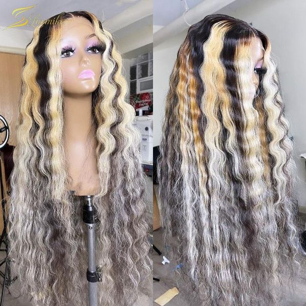 deep wave highlight 613 blonde lace front wig preplucked hd transparent lace ombre human hair wigs for black women full frontal, Black;brown
deep wave highlight 613 blonde lace front wig preplucked hd transparent lace ombre human hair wigs for black women full frontal, Black;brown