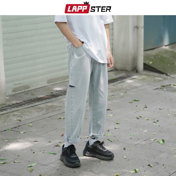 lappster men hole ripped jeans 2020 mens korean blue harajuku distressed jeans denim jeans men streetwear fashion desginer pants q0105, Black;white
lappster men hole ripped jeans 2020 mens korean blue harajuku distressed jeans denim jeans men streetwear fashion desginer pants q0105, Black;white