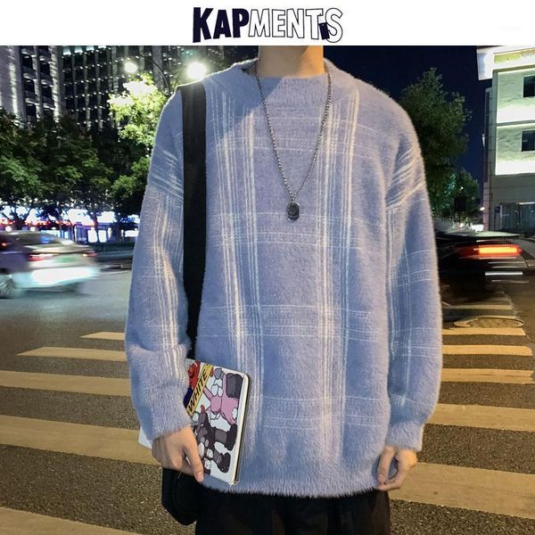 kapments men harajuku knitted plaid sweaters 2020 winter clothes mens korean fashions streetwear pullover couple loose sweater1, White;black
kapments men harajuku knitted plaid sweaters 2020 winter clothes mens korean fashions streetwear pullover couple loose sweater1, White;black