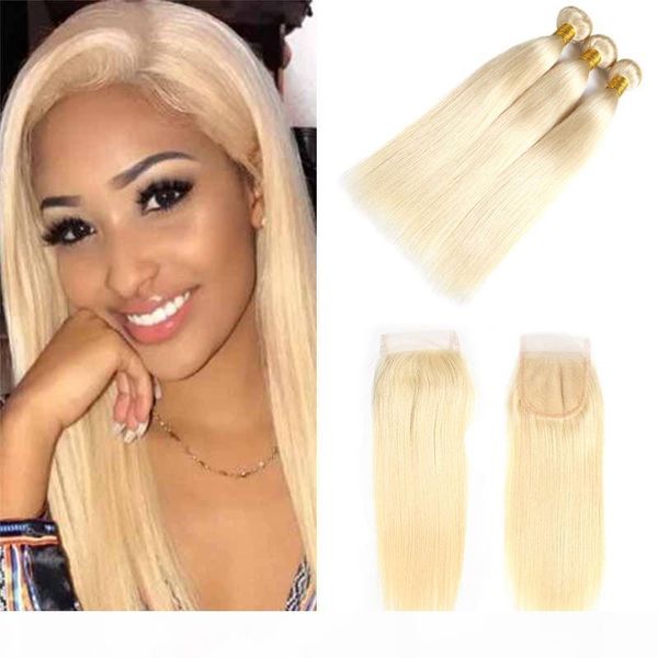 613 honey blonde bundles with 4x4 closure brazilian straight blonde virgin human hair weave 3 bundles with closure 613# light blonde, Black;brown
613 honey blonde bundles with 4x4 closure brazilian straight blonde virgin human hair weave 3 bundles with closure 613# light blonde, Black;brown