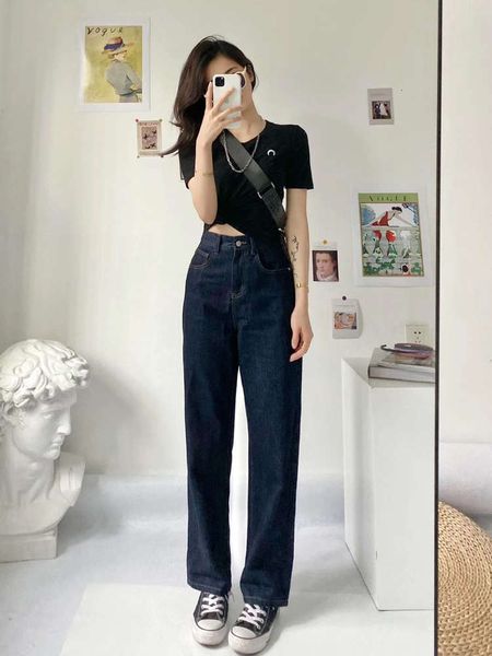 original elegant wide leg highlight waist, jeans pants show thin and high, women's new style in summer 2020, Blue
original elegant wide leg highlight waist, jeans pants show thin and high, women's new style in summer 2020, Blue