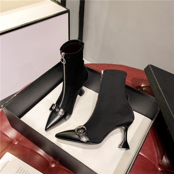 black designer casual zipper stretcher high heel toe socks short anke 2 color boots ndvs
black designer casual zipper stretcher high heel toe socks short anke 2 color boots ndvs