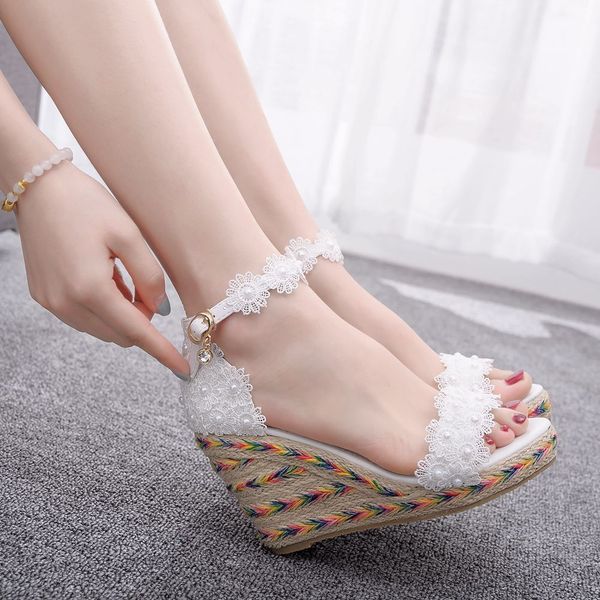 see you'll ladies nine-inch lace wedges princess white sandals buckled ankle straps women's wedding shoes a0022 i7b3, Black
see you'll ladies nine-inch lace wedges princess white sandals buckled ankle straps women's wedding shoes a0022 i7b3, Black