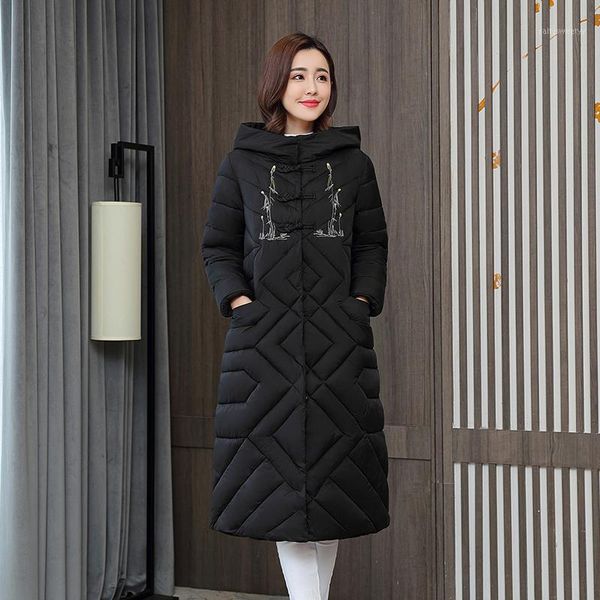women's down & parkas 2021 winter x-long jacket women horn button loose printing female cold coat hooded plus size thick cotton padded, Black
women's down & parkas 2021 winter x-long jacket women horn button loose printing female cold coat hooded plus size thick cotton padded, Black