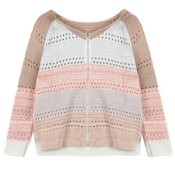 women's knits & tees women long sleeve sweater coat color block stripe zipper hollow out knit cardign 2xpd, White
women's knits & tees women long sleeve sweater coat color block stripe zipper hollow out knit cardign 2xpd, White