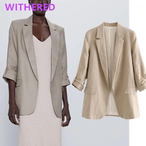 women's suits & blazers withered england office lady simple linen roll up sleeve blazer feminino women mujer 2021women and jackets1, White;black
women's suits & blazers withered england office lady simple linen roll up sleeve blazer feminino women mujer 2021women and jackets1, White;black