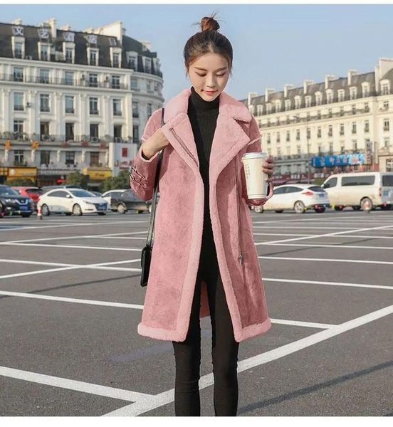 zhuishu 2020 winter women's suede coat thick faux sheepskin long casual women's coat fashionable solid color windbreaker jacket, Black
zhuishu 2020 winter women's suede coat thick faux sheepskin long casual women's coat fashionable solid color windbreaker jacket, Black