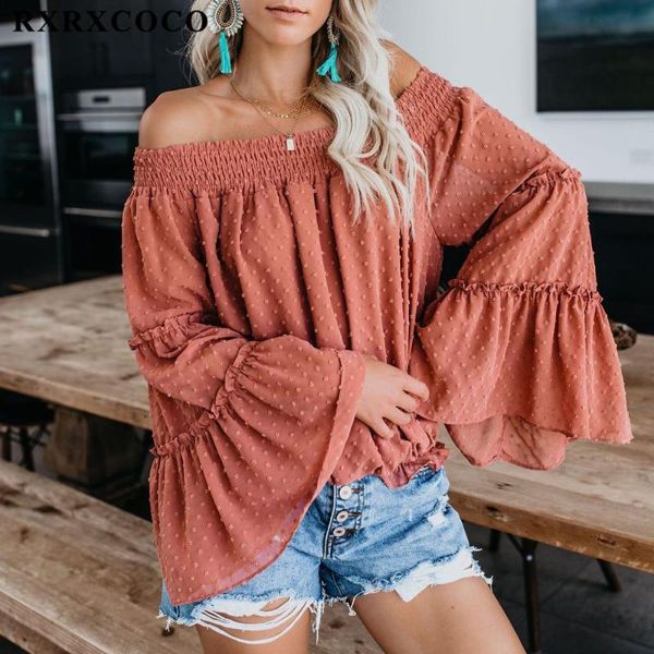 women's blouses & shirts rxrxcoco women chiffon slash neck off shoulder solid loose casual flare sleeve clothing 2021 summer, White
women's blouses & shirts rxrxcoco women chiffon slash neck off shoulder solid loose casual flare sleeve clothing 2021 summer, White
