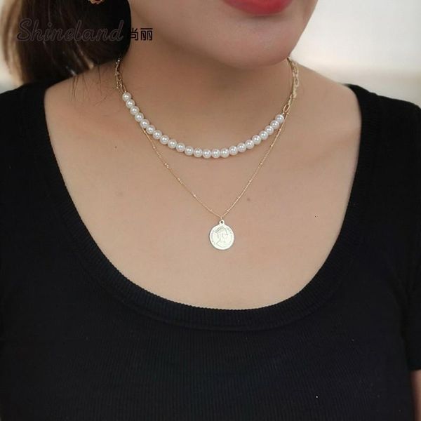 shineland elegant multi layered simulated pearl choker necklace collar statement virgin mary coin necklace women punk jewelry, Silver
shineland elegant multi layered simulated pearl choker necklace collar statement virgin mary coin necklace women punk jewelry, Silver