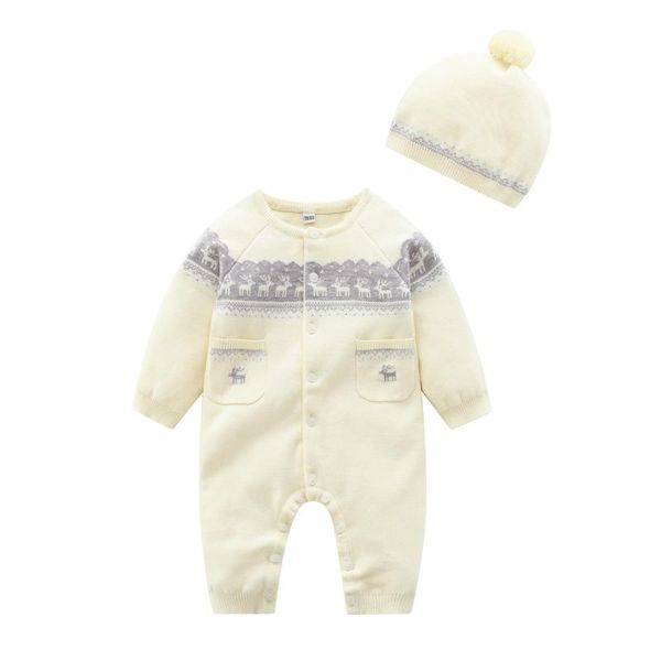 pullover autumn baby clothes cute beige long-sleeved deer style knitted girls sweater boy romper and hat, Blue
pullover autumn baby clothes cute beige long-sleeved deer style knitted girls sweater boy romper and hat, Blue