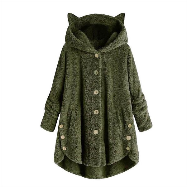 2020 womens plus velvet sports winter cute cats ears hooded irregular hem buttons jacket fleece coat christmas gift, Black;brown
2020 womens plus velvet sports winter cute cats ears hooded irregular hem buttons jacket fleece coat christmas gift, Black;brown