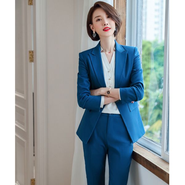 business blue jacket female fashion temperament host suit office women's suit large size 2019 autumn new pants set q1215, White
business blue jacket female fashion temperament host suit office women's suit large size 2019 autumn new pants set q1215, White