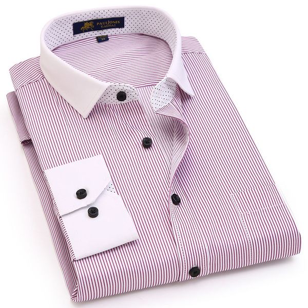 men's long sleeve contrast striped basic dress shirts single patch pocket casual regular fit office work button up shirt c1210, White;black
men's long sleeve contrast striped basic dress shirts single patch pocket casual regular fit office work button up shirt c1210, White;black