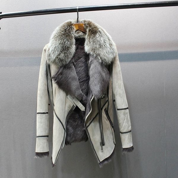 100% genuine sheepskin leather with fur coat with fox fur collar slim styles fashion women autumn skin and lamb sheep fur jacket 201103, Black
100% genuine sheepskin leather with fur coat with fox fur collar slim styles fashion women autumn skin and lamb sheep fur jacket 201103, Black