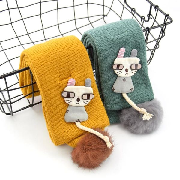 

autumn and winter new children's baby scarf 1 cat scarf 2 girls thickened warmth tide cold-proof baby collar, Blue;gray