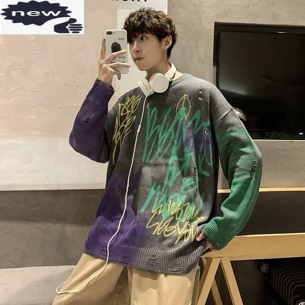 hip hop streetwear couple autumn winter sweaters personality hole ripped graffiti long sleeve o-neck loose fit pullovers, White;black
hip hop streetwear couple autumn winter sweaters personality hole ripped graffiti long sleeve o-neck loose fit pullovers, White;black