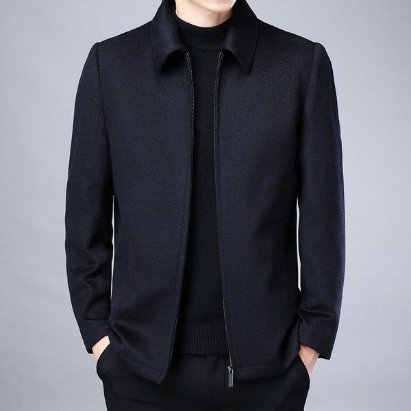 men's wool jacket 2020 winter zipper solid color casual middle age lapel straight hem fashionable tweed windbreaker coat, Tan;black
men's wool jacket 2020 winter zipper solid color casual middle age lapel straight hem fashionable tweed windbreaker coat, Tan;black