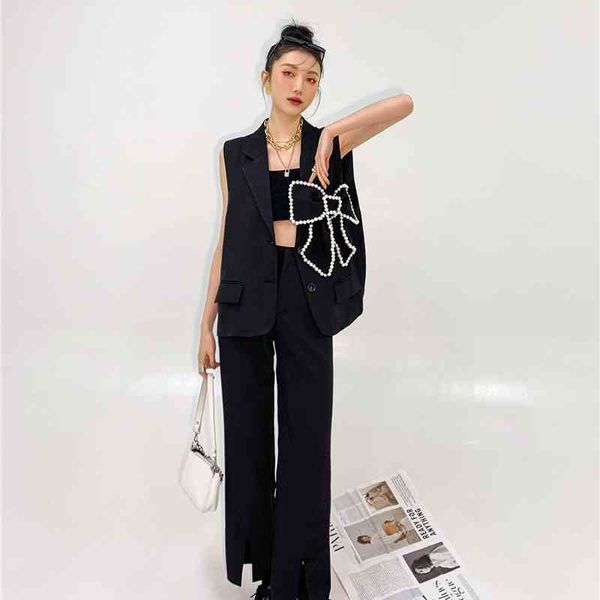 women's vests cheerart korean fashion sleeveless jackets for women black pearl bow blazer button up waistcoat 978b, Black;white
women's vests cheerart korean fashion sleeveless jackets for women black pearl bow blazer button up waistcoat 978b, Black;white