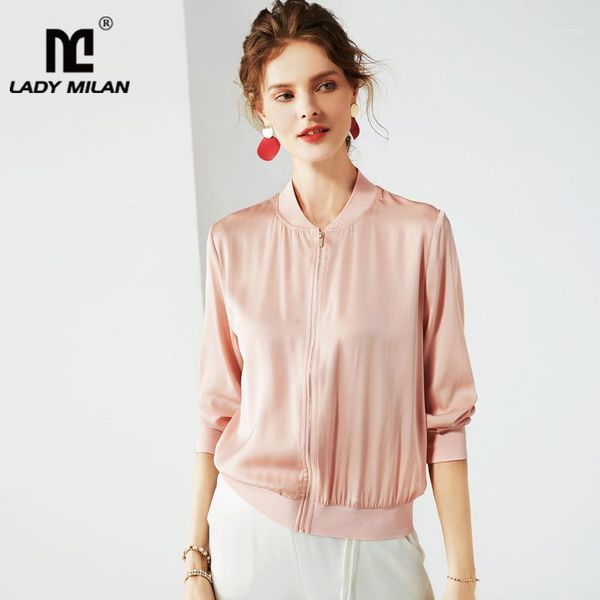 100% silk women's jackets stand collar long sleeves solid color zipper closure fashion casual blouse baseball jackets1, Black;brown
100% silk women's jackets stand collar long sleeves solid color zipper closure fashion casual blouse baseball jackets1, Black;brown