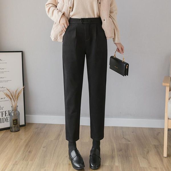 women's pants & capris women woolen elegant ankle-length trousers 2021 autumn winter high waist casual harem mujer, Black;white
women's pants & capris women woolen elegant ankle-length trousers 2021 autumn winter high waist casual harem mujer, Black;white