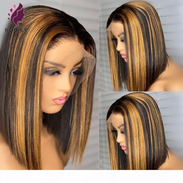 highlight blonde 13x6 lace front human hair wigs highlight short bob brazilian remy hair lace wigs middle part black wig, Black;brown 
highlight blonde 13x6 lace front human hair wigs highlight short bob brazilian remy hair lace wigs middle part black wig, Black;brown