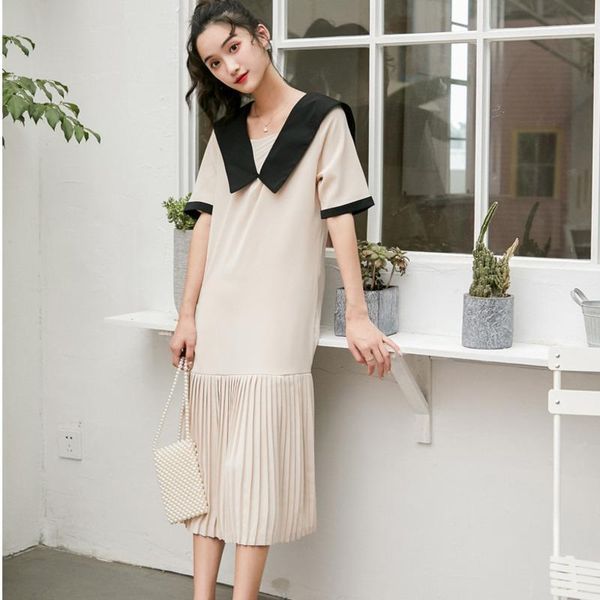 casual dresses sailor collar mid-length contrast color patchwork pleated hem dress famale 2021 summer fashion women's clothes v9841, Black;gray
casual dresses sailor collar mid-length contrast color patchwork pleated hem dress famale 2021 summer fashion women's clothes v9841, Black;gray