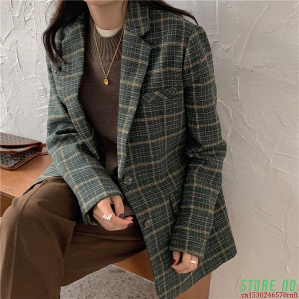 style vintage woolen plaid coat blazer women jackets female retro suits coat spring autumn outerwear, Black
style vintage woolen plaid coat blazer women jackets female retro suits coat spring autumn outerwear, Black