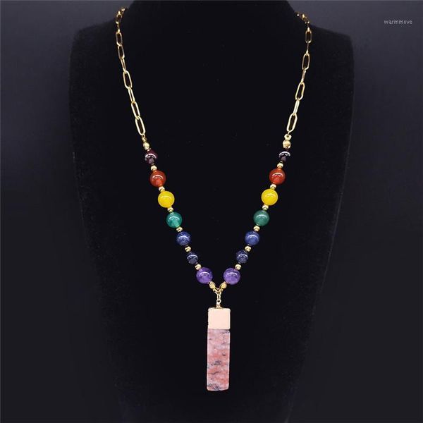 2020 Big Long 7 Color Chakra Natural Stone Stainless Steel Pendant Necklace Women Red Gold Color Necklace Jewelry rosario N4S041, Silver
2020 Big Long 7 Color Chakra Natural Stone Stainless Steel Pendant Necklace Women Red Gold Color Necklace Jewelry rosario N4S041, Silver