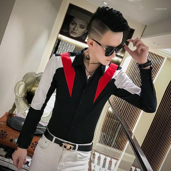 men's dress shirts brand tuxedo shirt long sleeve patchwork color streetwear men slim fit casual -3xl1, White;black
men's dress shirts brand tuxedo shirt long sleeve patchwork color streetwear men slim fit casual -3xl1, White;black