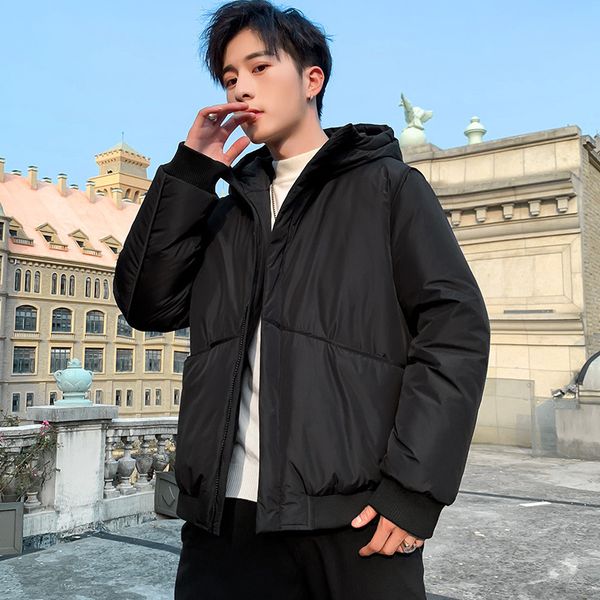 white duck down winter korean casual coat thickened hooded warm men's cotton padded jacket versatile top, Black
white duck down winter korean casual coat thickened hooded warm men's cotton padded jacket versatile top, Black