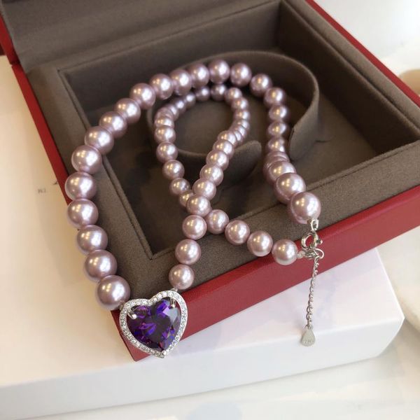 chains 925 sterling silver purple pearl love necklace niche designer online celebrity diamond chain noble elegant gift
chains 925 sterling silver purple pearl love necklace niche designer online celebrity diamond chain noble elegant gift