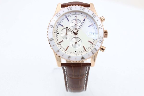 2021 mens japanese vk quartz chronograph movement sports watches 46mm rose gold ceramic bezel leather strap sapphire classic wristwatches, Slivery;brown
2021 mens japanese vk quartz chronograph movement sports watches 46mm rose gold ceramic bezel leather strap sapphire classic wristwatches, Slivery;brown