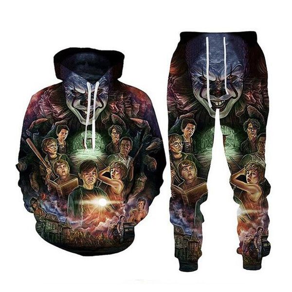 new men/womens horror movie clown funny 3d print fashion tracksuits hip hop pants + hoodies mh0221, Gray
new men/womens horror movie clown funny 3d print fashion tracksuits hip hop pants + hoodies mh0221, Gray