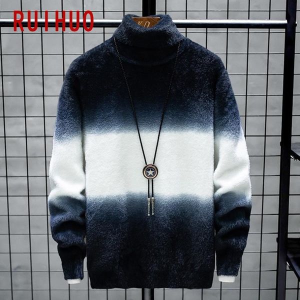 men's sweaters ruihuo gradient color knitted turtleneck sweater men clothing fashion pullover -2xl 2021, White;black
men's sweaters ruihuo gradient color knitted turtleneck sweater men clothing fashion pullover -2xl 2021, White;black