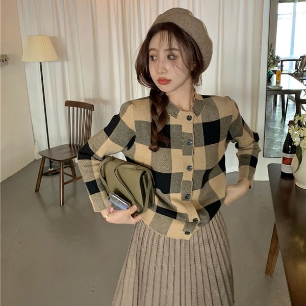 languid cardigan knitted jacket autumn winter new loose collar plaid short sweater long sleeve women, White
languid cardigan knitted jacket autumn winter new loose collar plaid short sweater long sleeve women, White
