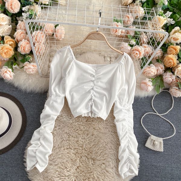 2021 new chic retro female blouse low elegant short elastic autumn ruched streetwear velvet 2ggw, White
2021 new chic retro female blouse low elegant short elastic autumn ruched streetwear velvet 2ggw, White