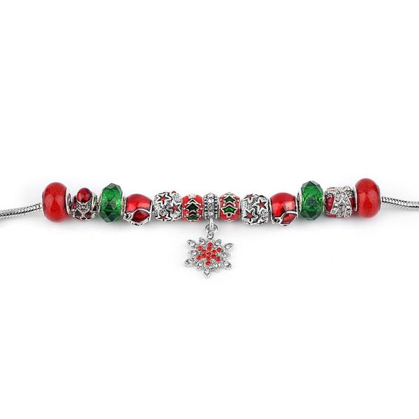 link, chain panjia style diy beaded exquisite snake bone glass bead bracelet red snowflake gift christmas, Black
link, chain panjia style diy beaded exquisite snake bone glass bead bracelet red snowflake gift christmas, Black