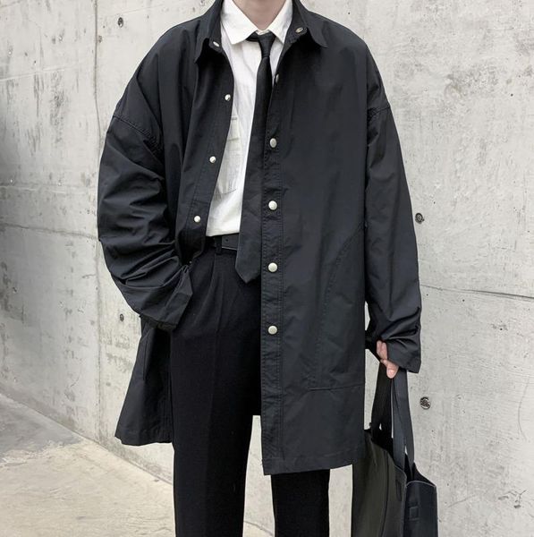 2020 spring and autumn new youth popular loose korean solid color mid-length windbreaker fashionable casual single-breasted top, Tan;black
2020 spring and autumn new youth popular loose korean solid color mid-length windbreaker fashionable casual single-breasted top, Tan;black